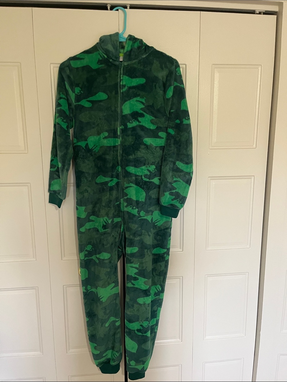 Cozy Green Camo Kids One-Piece Footie with Hood